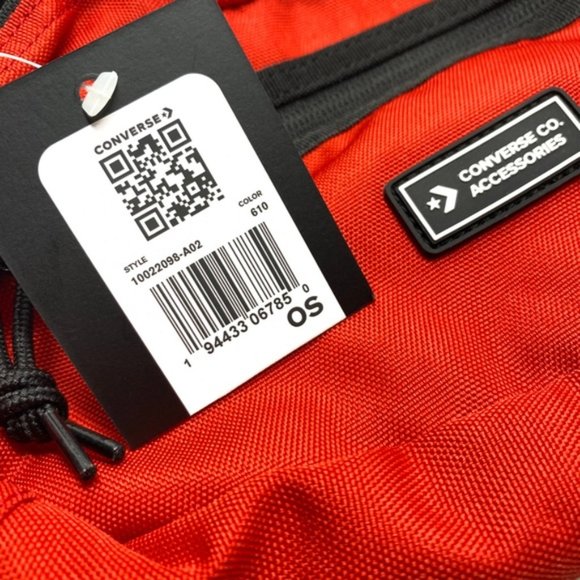 Converse Unisex Sling Pack Black Red Zip Pockets 10022098-A02 - Picture 5 of 5